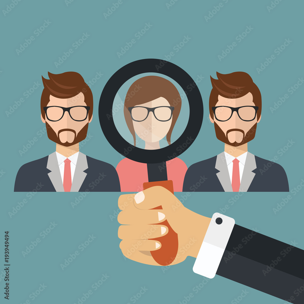 Find the right person for the job concept. Hiring and recruitment. Flat vector design Find the right person for the job concept. Hiring and recruitment. Flat vector design