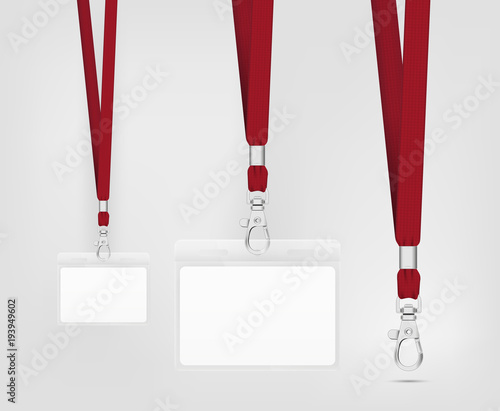 Lanyard design with cord. Cord texture effect. Simple lanyard for events. Label template for your design.