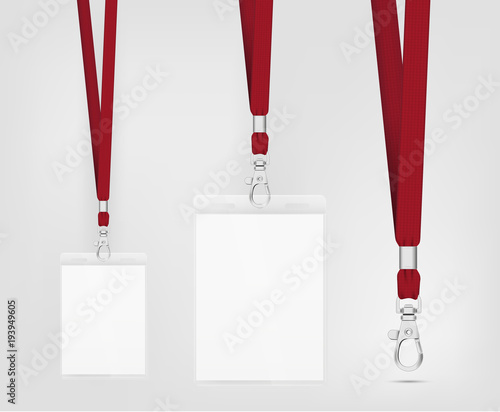 Lanyard design with cord. Cord texture effect. Simple lanyard for events. Label template for your design.
