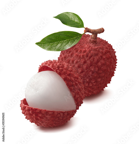 Fresh tropical lychee isolated on white background