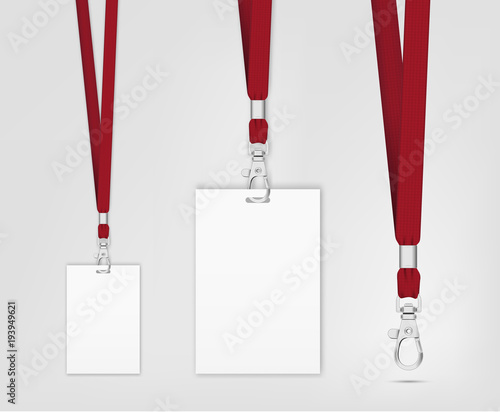 Lanyard design with cord. Cord texture effect. Simple lanyard for events. Label template for your design.