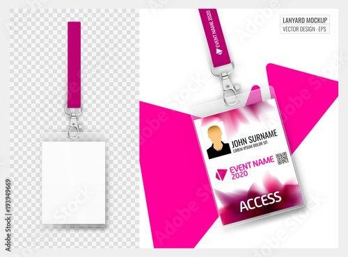 Lanyard design with transparent background. Example of colorful design for online portfolio or customer presentation. Lanyard for brand identity.
