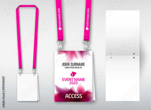 Design of double hole lanyard. Example with double program card. Access ID for congresses, events, fairs, exhibitions.