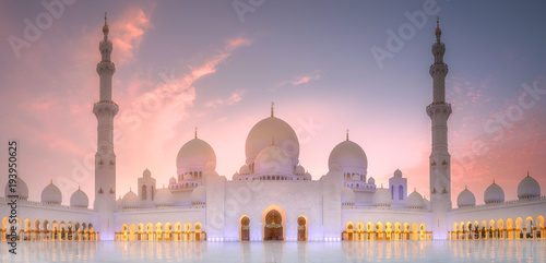 Sheikh Zayed Grand Mosque at sunset Abu-Dhabi, UAE photo