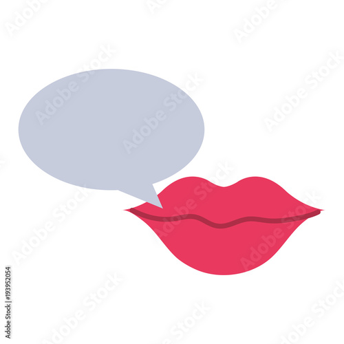 woman lips sensuality with speech bubble vector illustration design