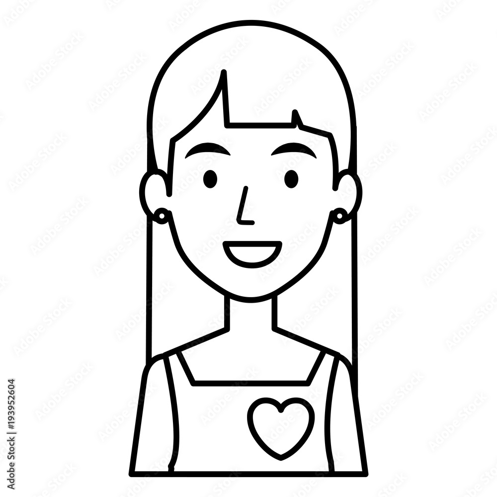 beautiful woman with heart avatar character vector illustration design