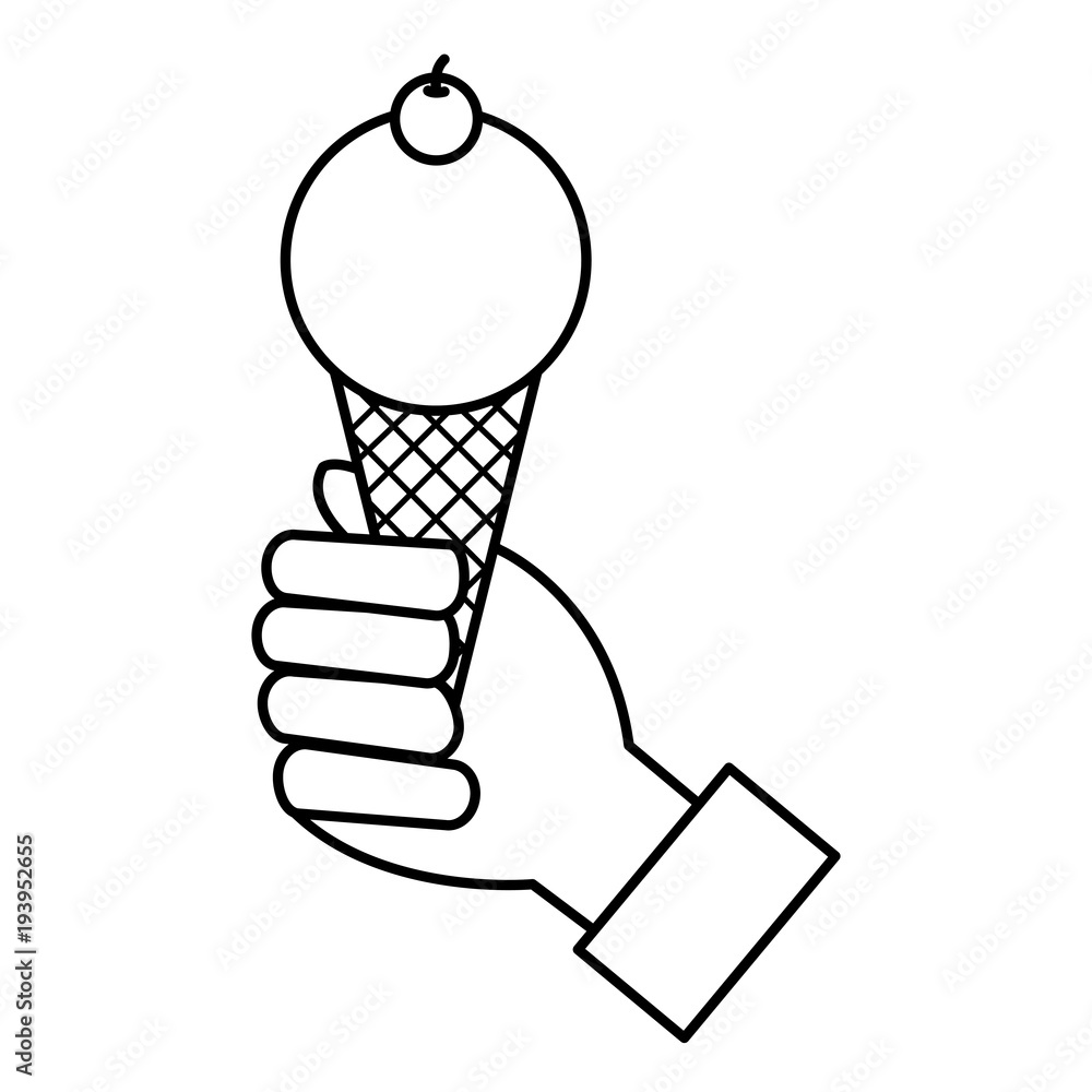 hand with delicious ice cream icon vector illustration design hand with delicious ice cream icon vector illustration design