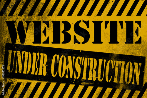 Website under construction sign yellow with stripes