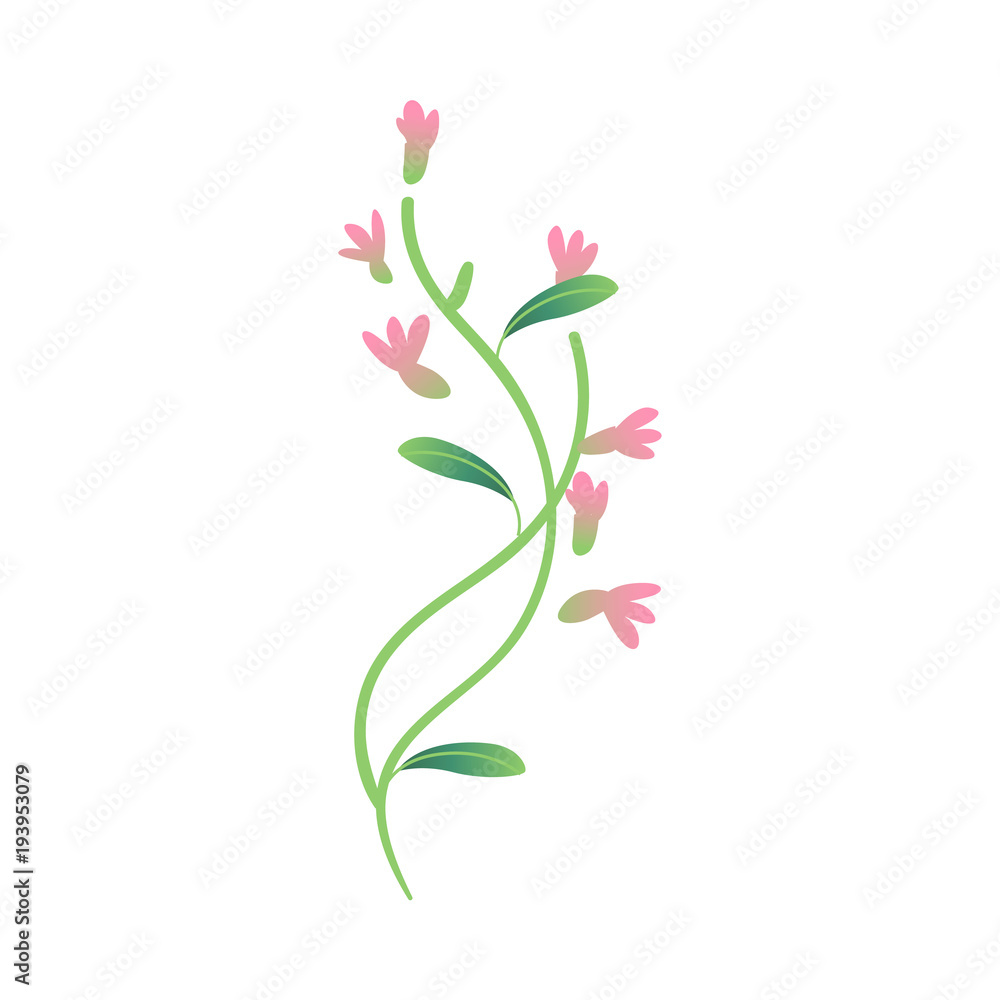 Vector cartoon abstract pink flower icon. Meadow garden spring easter women day romantic holiday, wedding invitation card decoration element summer floral Illustration white background