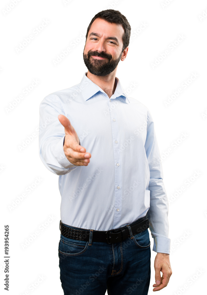 Handsome man with beard making a deal Handsome man with beard making a deal