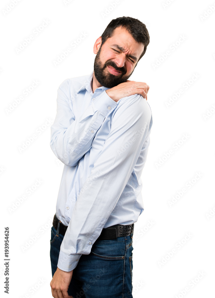 Handsome man with beard with shoulder pain Handsome man with beard with shoulder pain