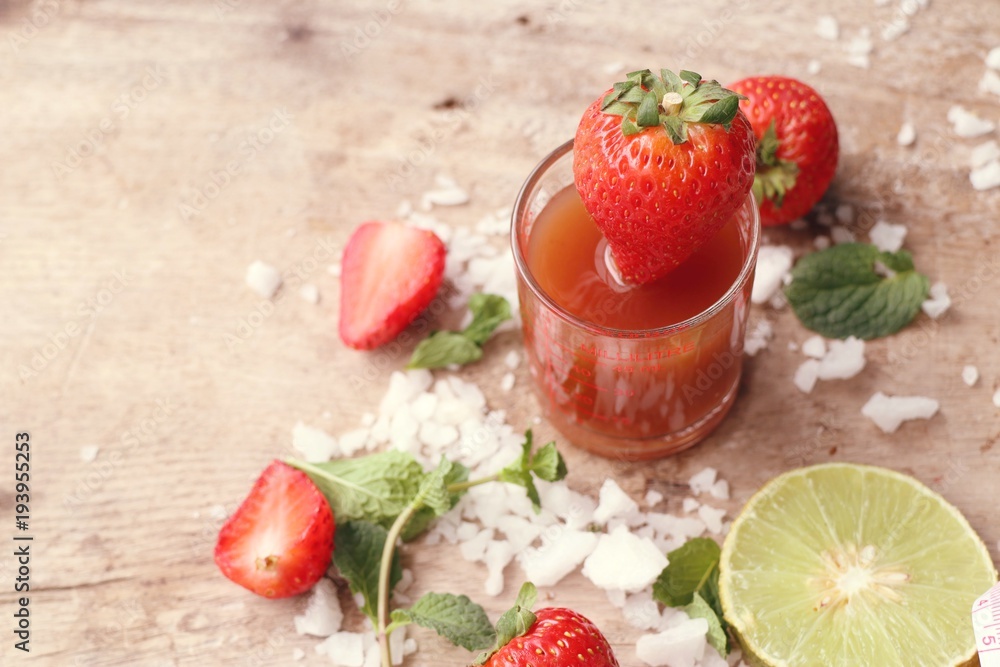 Fresh strawberry with juice