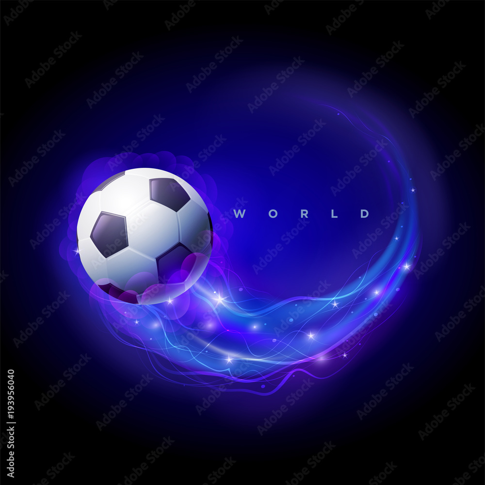 Naklejka premium Soccer ball comet with flames. 