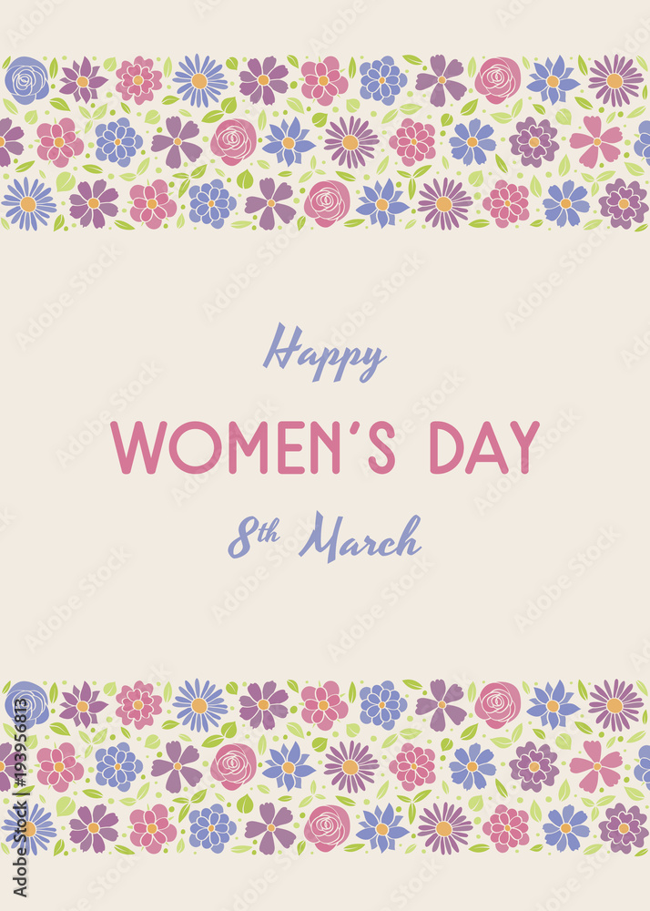 Beautiful banner with hand drawn flowers for Women's Day. Vector. Beautiful banner with hand drawn flowers for Women's Day. Vector.
