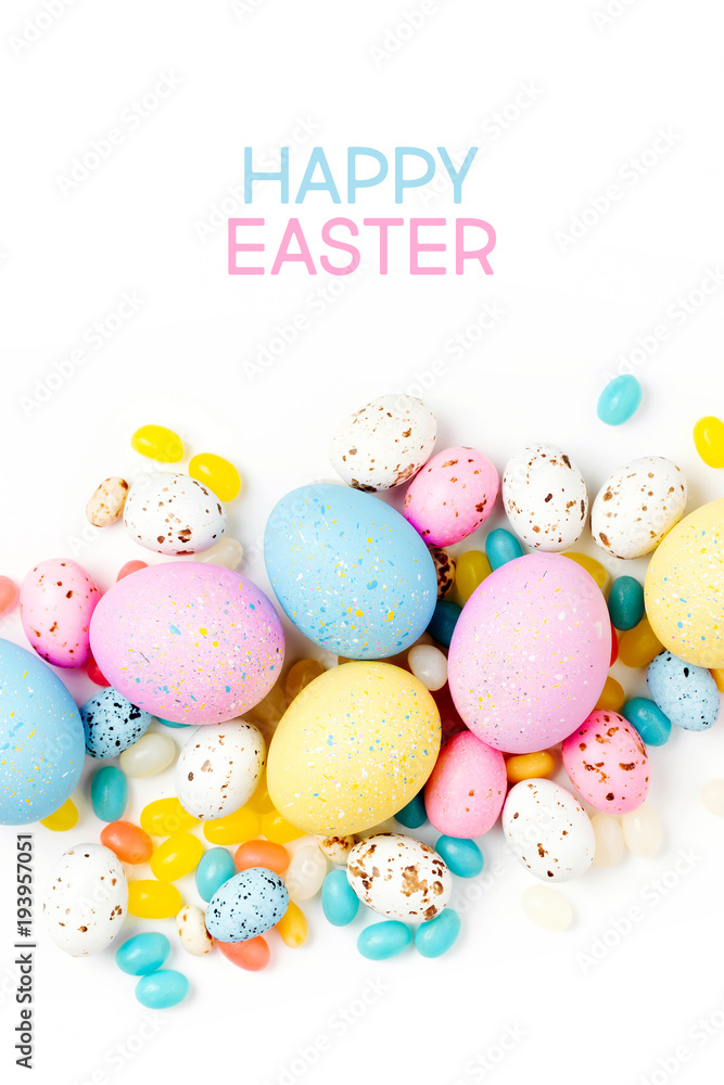 Stylish  background  in pastel colors. Easter concept . Flat lay