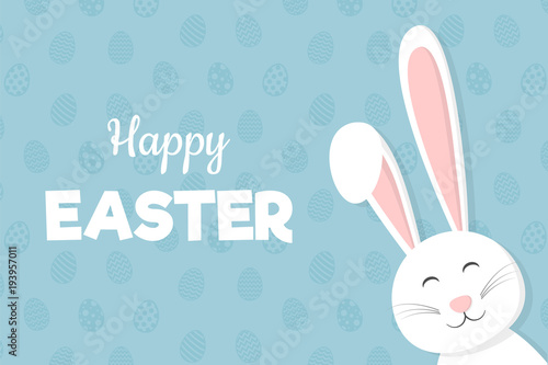 Easter bunny - cute card with greetings. Vector.