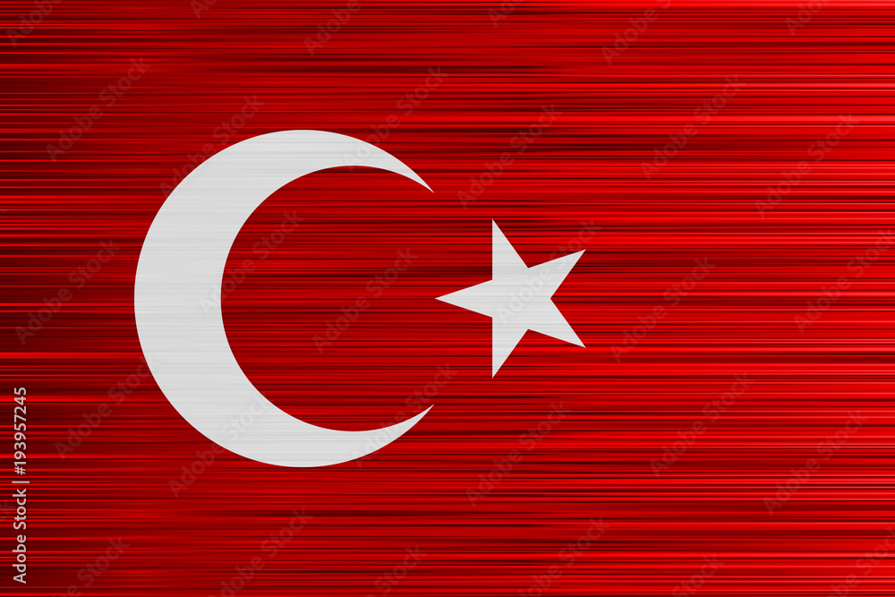 Vector concept of Turkish Flag. Red background and white symbols with specific effect of uneven stripes.
