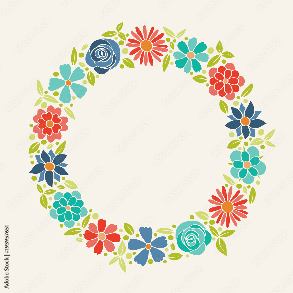 Concept of card with flowers - spring background. Vector.