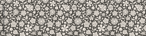 Floral banner with seamless texture. Vector.