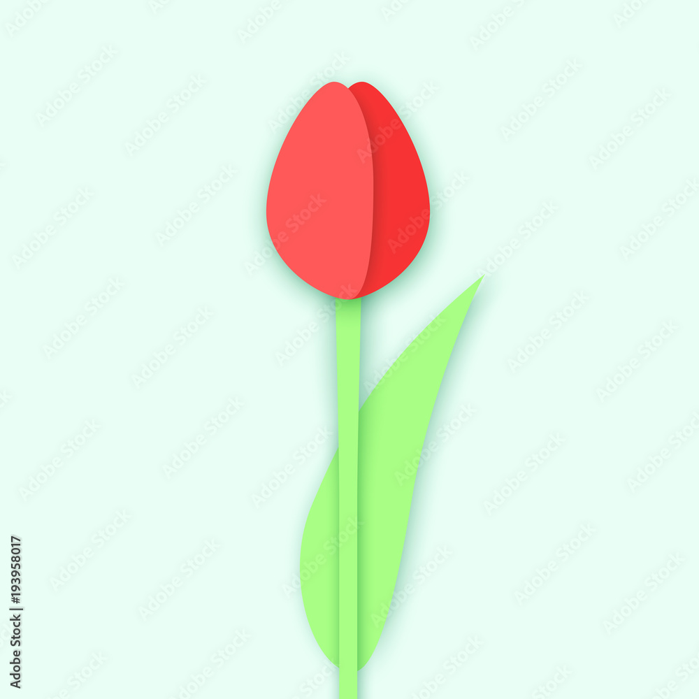 Red paper cut tulip flower