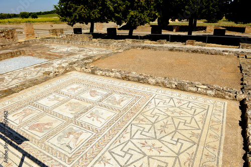 Mosaic of Dionysus and Ariadne, Ruins of Italica, Roman city near Santiponce in the province of Seville, birthplace of Emperor Trajan and origin of the family of Hadrian, Andalusia, Spain