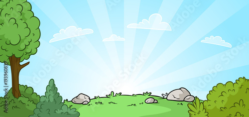 Cartoon sunrise nature landscape background