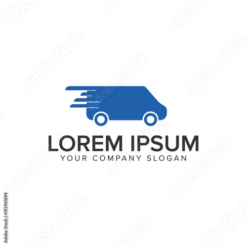 Fast shipping delivery truck logo design concept template.