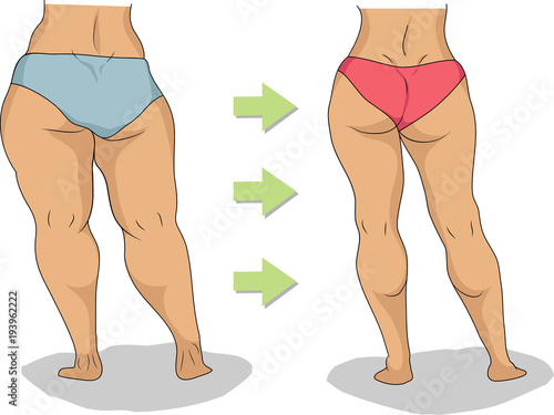 Butt and legs of thick and slim woman