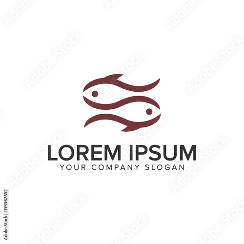 Couple fish logo design concept template.
