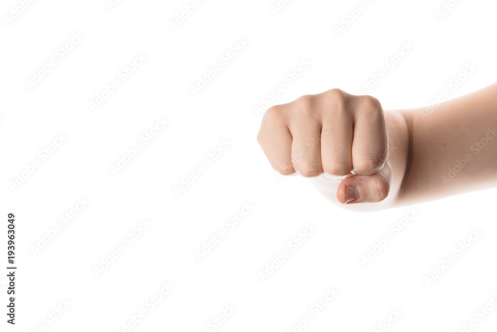 Man hand with fist gesture. Isolated on white background. Man hand with fist gesture. Isolated on white background.