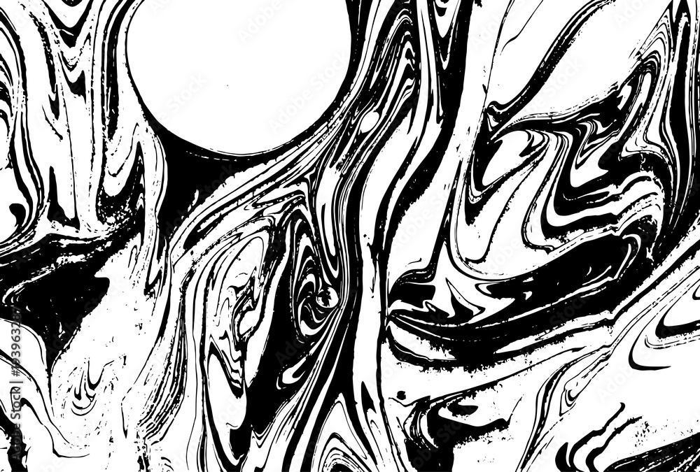 Black and white liquid texture. Watercolor hand drawn marbling illustration. Abstract vector background. Monochrome marble pattern. Black and white liquid texture. Watercolor hand drawn marbling illustration. Abstract vector background. Monochrome marble pattern.