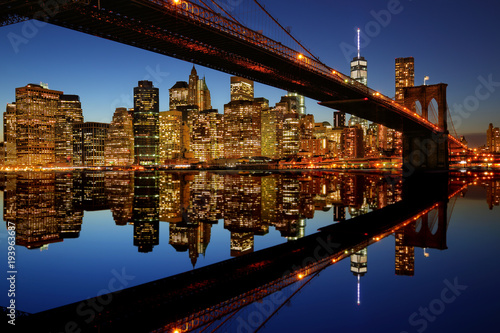 Manhattan Sunset View from Brooklyn with Brooklyn Bridge