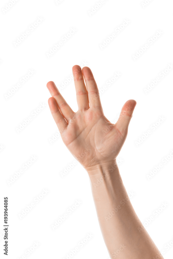 Man keep fingers crossed, hand gesture. Isolated on white background. Man keep fingers crossed, hand gesture. Isolated on white background.