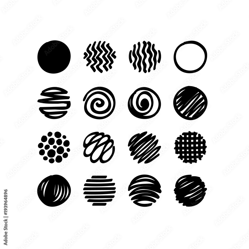Doodle sketch circles set. Doodle sketch circles set.