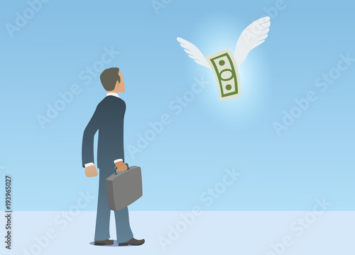 This is an illustration of businessman looking at dollar