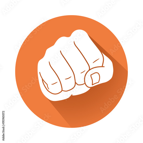 This is a fist symbol illustration on orange background
