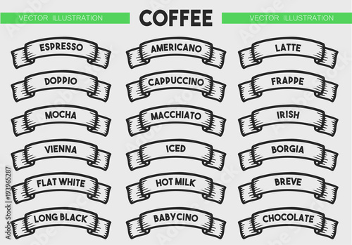 Coffee menu icon set