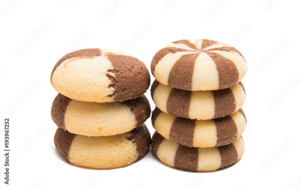 striped cookies with chocolate isolated striped cookies with chocolate isolated