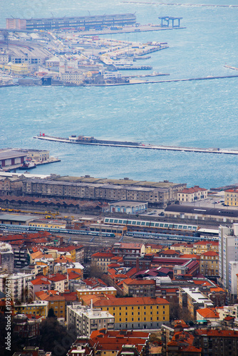 Gale-force wind Bora, Trieste, Italy. Top-view