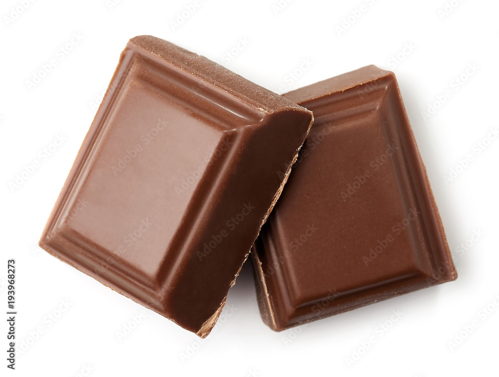 Two pieces of milk chocolate Two pieces of milk chocolate