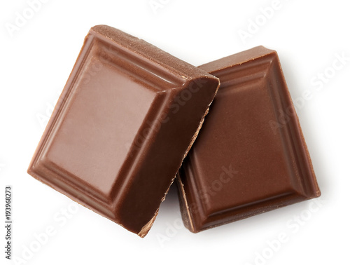 Two pieces of milk chocolate