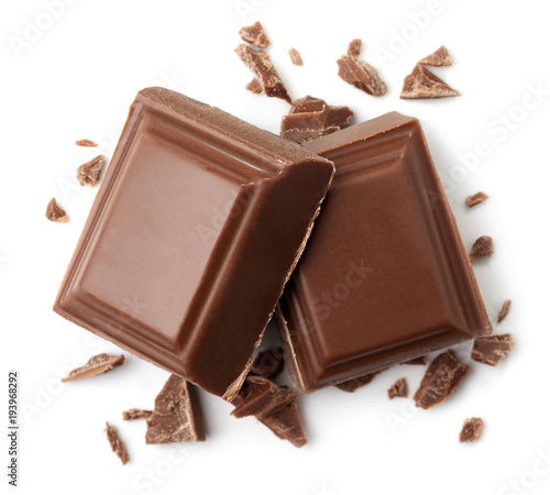 Two pieces of milk chocolate