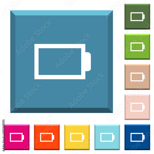 Empty battery without load units white icons on edged square buttons
