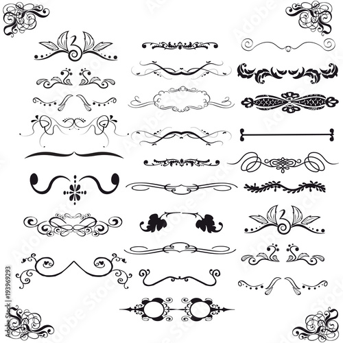 Set of horizontal calligraphic design elements