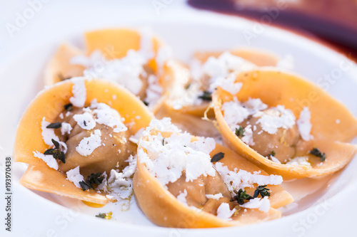 ravioli on a white plate