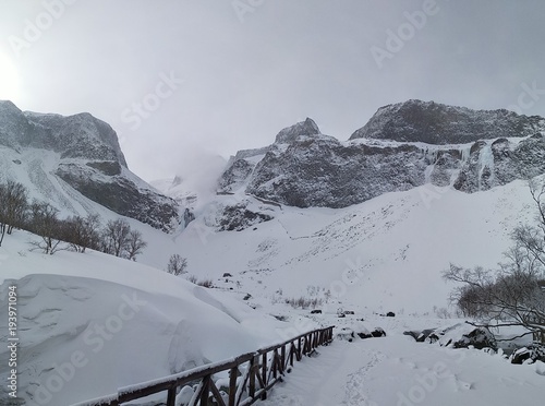 snow  and bridge on Changbai Mountain photo