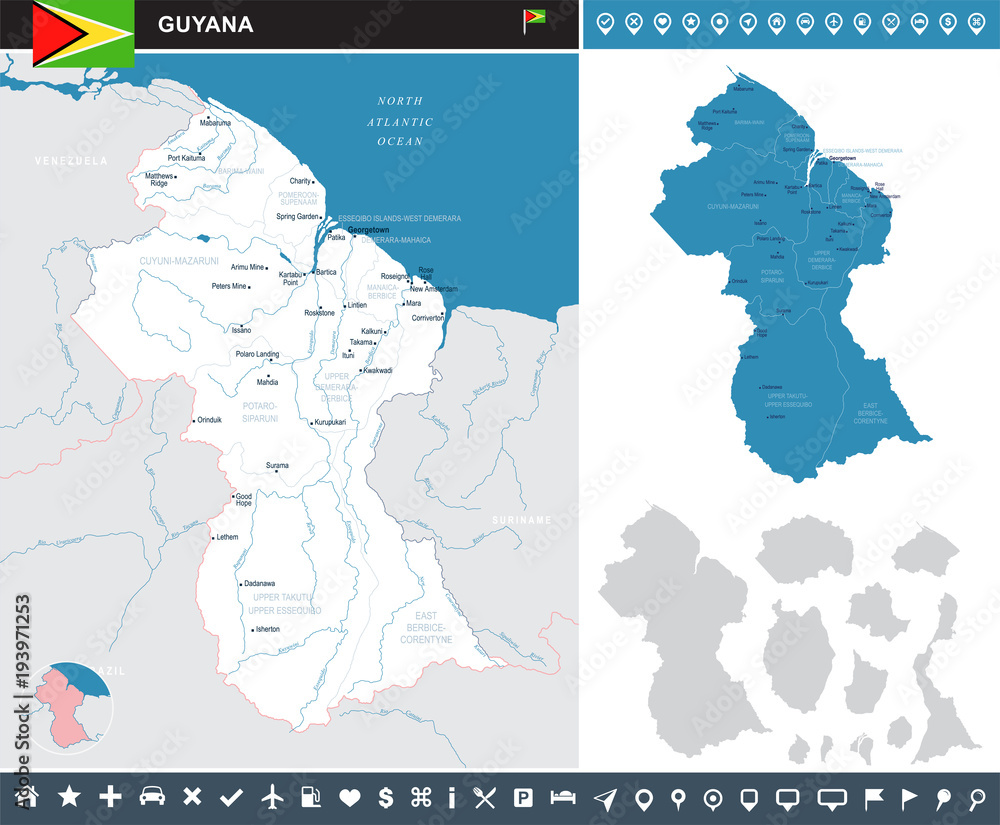 Guyana - infographic map - Detailed Vector Illustration