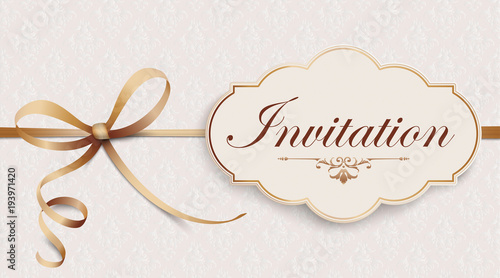 Invitation Classic Emblem Ornaments Ribbon Bow Header