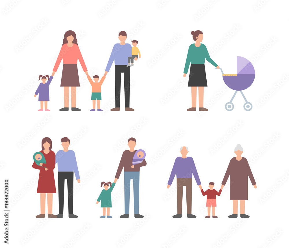 Family people set vector illustration flat style Family people set vector illustration flat style