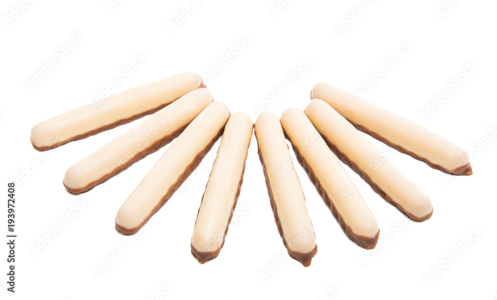biscuits sticks in glaze isolated